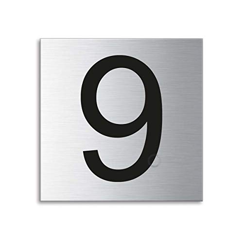 Türnummer Zahl 9 Edelstahl fein matt gebürstet 70x70 mm Nr.38094 von OFFORM DESIGN