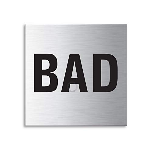 Türschild Bad Edelstahl fein matt gebürstet 70x70 mm Nr.38068 von OFFORM DESIGN