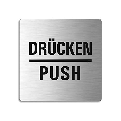 Türschild Drücken Push Hinweisschild 85x85 mm selbstklebend Nr.8923 von OFFORM DESIGN
