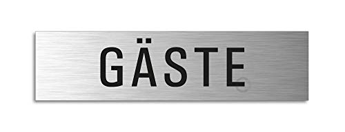 Schild Gäste Aluminium Türschild Edelstahl-Optik 160 x 40 mm selbstklebend von OFFORM DESIGN