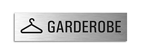 Türschild Garderobe Aluminiumschild Edelstahl-Optik 160 x 40 mm selbstklebend von OFFORM DESIGN