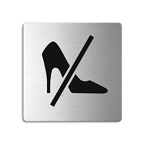 Türschild High Heels ausziehen Hinweisschild 85x85 mm selbstklebend Nr.48114 von OFFORM DESIGN