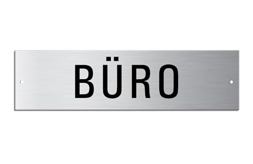 Türschild Hinweisschild Aluminium Edelstahl-Optik 150 x 40 mm 2-fach gelocht von OFFORM DESIGN