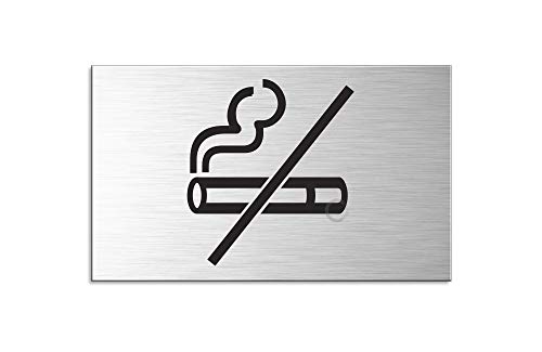Türschild Hinweisschild Aluminium Edelstahl-Optik Rauchen verboten 60x100 mm n.44627-S von OFFORM DESIGN