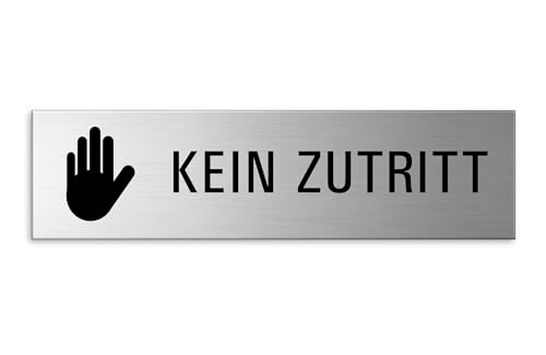 Türschild - Kein Zutritt Aluminium Schild Edelstahl-Optik 150 x 40 mm selbstklebend von OFFORM DESIGN