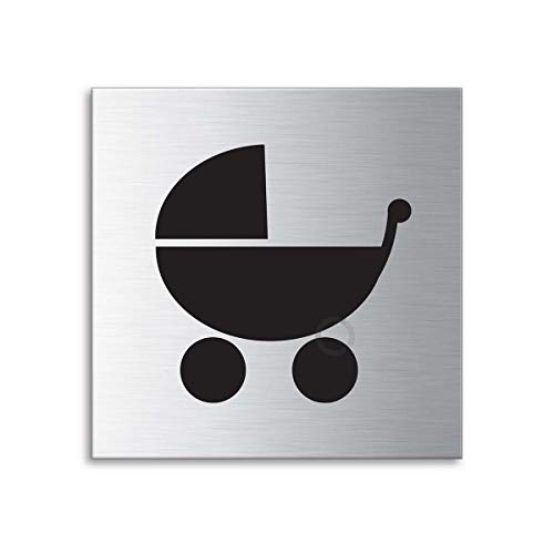 Türschild Kinderwagen Edelstahl fein matt gebürstet 70x70 mm Nr.38099 von OFFORM DESIGN