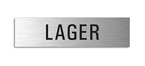 Türschild Lager Aluminium-Schild Edelstahl-Optik 160 x 40 mm selbstklebend No.8266-S von OFFORM DESIGN