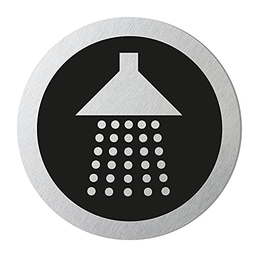 Türschild Piktogrammschild aus Aluminium Dusche Ø 75 mm Art.-Nr.40009-SN von OFFORM DESIGN