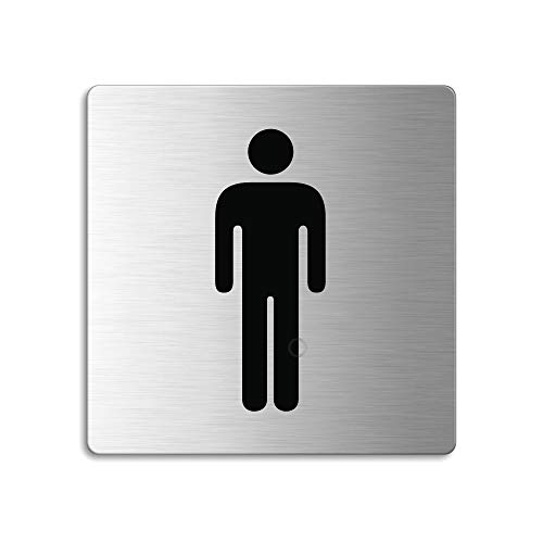 Türschild WC-Herren | Toilettenschild Edelstahlschild 85x85 mm | selbstklebend | Ofform Design | Nr.8927 von OFFORM DESIGN