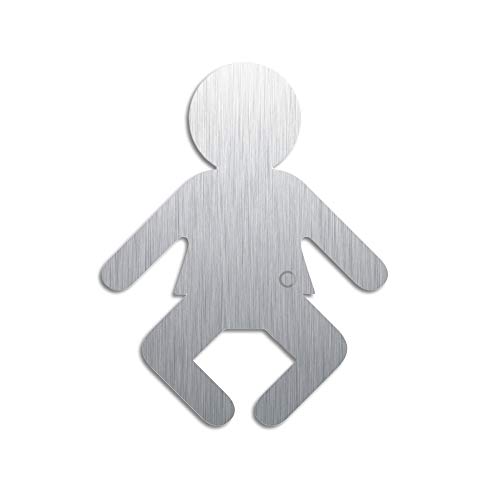 Türschild Wickelraum Edelstahl Piktogramm Baby H=100 mm selbstklebend Nr.1080 von OFFORM DESIGN