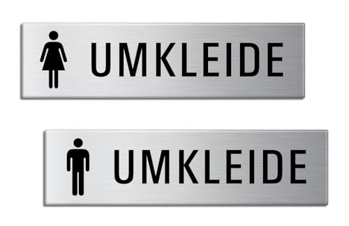 Schild Umkleide Damen + Herren Türschild 150x40 mm 2er-Set Aluminium Edelstahloptik von OFFORM DESIGN