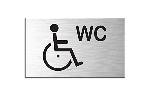 WC Schild Toilettenschild Aluminium Edelstahl-OptikI Rollstuhl WC 60x100 mm n.44620-S von OFFORM DESIGN
