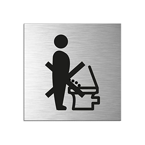 WC-Schild | Türschild - Bitte setzen | Toilettenschild | Aluminium Edelstahlschilder-Optik | Format 80x80 mm | Nr.11521-S von OFFORM DESIGN