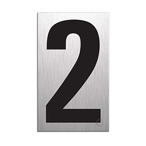 Zahl 2 Nummer beliebig kominierbar Aluminium selbstklebend 100x60 mm von OFFORM DESIGN