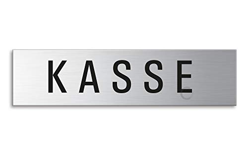 Schild - Kasse | Türschild aus Edelstahl 160 x 40 mm selbstklebend | Original Ofform Design Nr.8397 von OFFORM