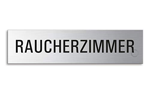 Schild - Raucherzimmer | Türschild aus Edelstahl 160 x 40 mm selbstklebend | Original Ofform Design Nr.8634 von OFFORM