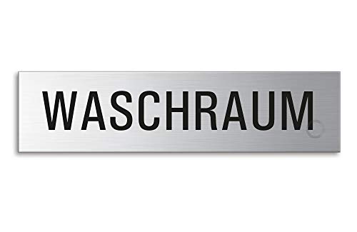 Schild - Waschraum | Türschild aus Edelstahl 160 x 40 mm selbstklebend | Original Ofform Design Nr.27395 von OFFORM