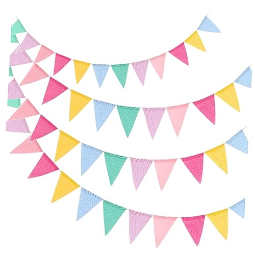 OFFSCH 1 Satz Teiliges Dreieck Wimpelbanner Aus Hochwertigem Leinenstoff Langlebig Und Wiederverwendbar Partydeko Für Geburtstage Hochzeiten Babypartys Und Wanddekoration 4 Stück von OFFSCH