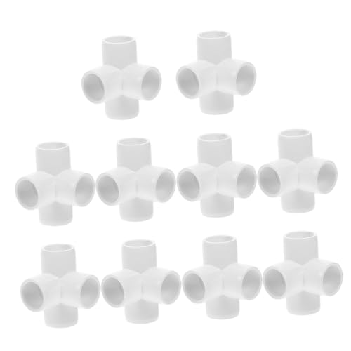 OFFSCH 10 Stück Teiliges PVC Vierwege Rohrverbinder aus Hochfestem Upvc Weiß Langlebig und Reißfest Schnell zu Installieren für DIY Regal Gartenstütze und Möbelrahmen von OFFSCH