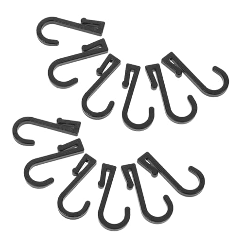 OFFSCH 100 Stück Flache S-haken aus Schwarzem Kunststoff Vielseitige Aufhängehaken für Gardinen Duschvorhänge Werkstatt und Garten Robust ohne Bohren für Küche Bad und Büro von OFFSCH