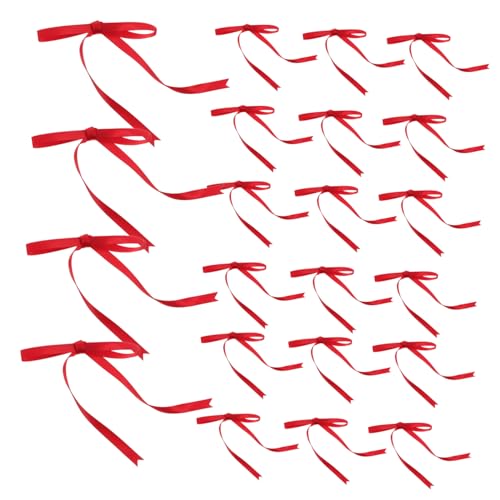 OFFSCH 100 Stück Rote Lange Schleifenband bindeschleifen Handgefertigte DIY Geschenkverpackungsschleifen Stabile Elegante Schleifen für Geburtstag Hochzeit Weihnachtsbaumdekoration von OFFSCH