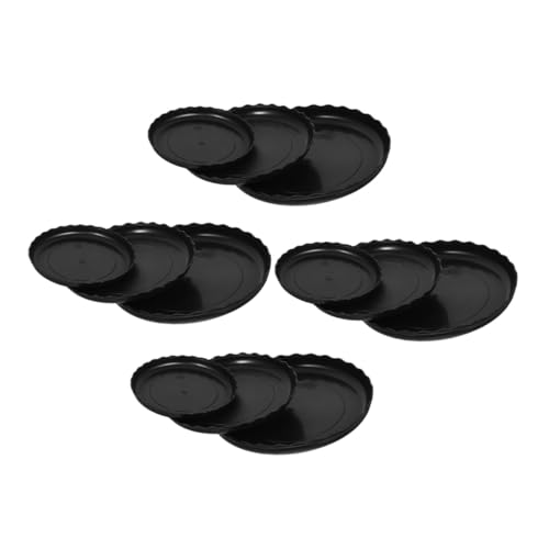 OFFSCH 12 Stück Pflanzenblumentablett Topf Tablett Untersetzer für Topfpflanzen Blumentopf Basis Wasserschale für Pflanzen Abtropfschale für Blumentöpfe Topfablettung pp Schwarz von OFFSCH