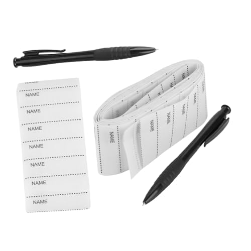 OFFSCH 2 Sätze Wasserdichte Selbstklebende Stoff Namensetiketten mit Stift Je Beschreibbare Klebeetiketten für Kleidung Schuluniformen Kindergarten Arbeit und Rucksäcke von OFFSCH