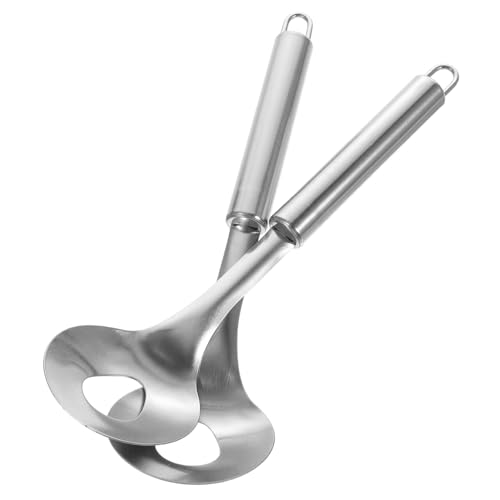 OFFSCH 2 Stück Edelstahl Fleischbällchenlöffel mit Langem Ergonomischem Griff Rostfrei Ovalem Ablauflöchendesign für Feste Elastische Frikadellen und Fischbällchen Herstellung zu Hause von OFFSCH