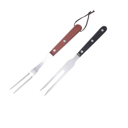 OFFSCH 2 Stück Grillgabeln aus Edelstahl mit Hitzebeständigem Griff Präzise Spitzen für Präzises Fleischhandling Robustes Bbq Werkzeug für Camping Picknick und Gartenpartys von OFFSCH