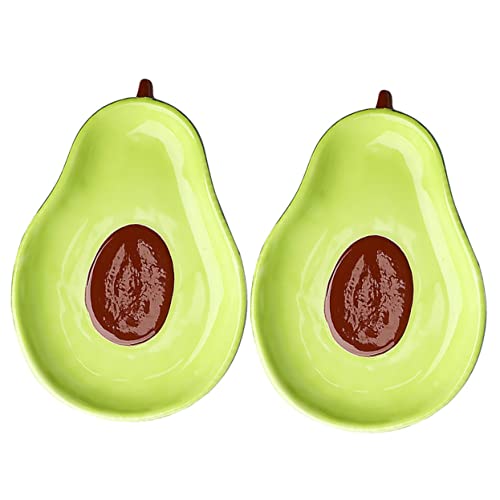 OFFSCH 2 Stück Keramik Avocado Servierteller Kreatives Obst und Snacktablett für Zuhause Büro Party Langlebiges Multifunktionales Design für Süßigkeiten und Nüsse von OFFSCH