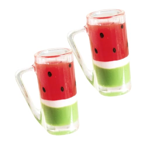 OFFSCH 2 Stück Mini Getränkebecher Wassermelonensaft Dekoration Gefälschtes Getränk Miniatur Mini Küchenzubehör Dekorative Gefälschte Getränke Requisite Mini Wiederverwendbar von OFFSCH