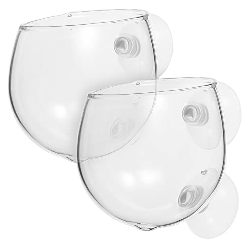 OFFSCH 2 Stück Teiliges Aquarium Pflanzenhalter aus Hochborosilikatglas mit Saugnäpfen Transparente Wasserpflanzenbecher für Fischbecken mit Belüftungslöchern und Schrägem Rand für von OFFSCH