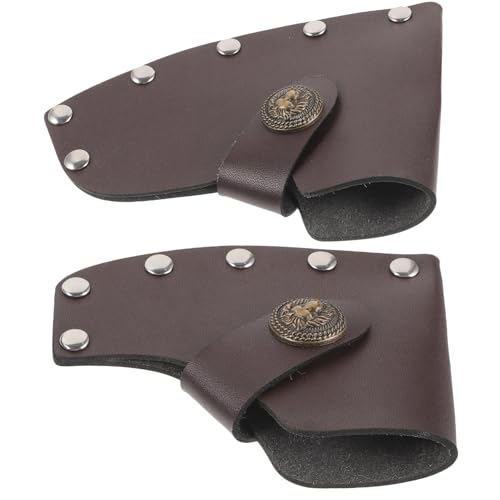 OFFSCH 2 Stück Teiliges Lederschutz Cover für Axtset Robustes Einfach zu Montierendes Hutzenetui mit Druckknopf Tragbar und Gürtelbefestigt für Outdoor Camping und Zufällige Farbe von OFFSCH