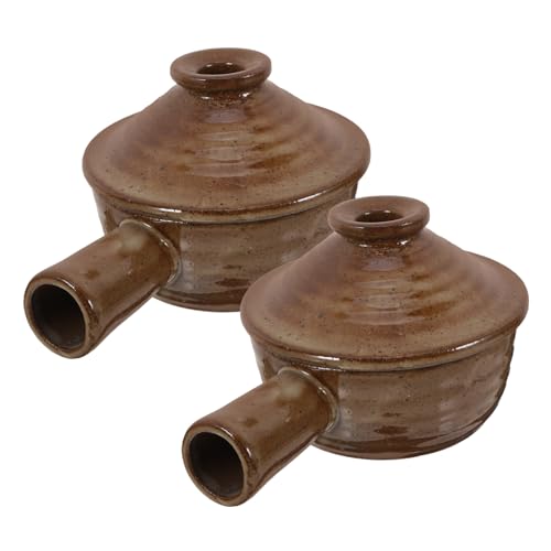 OFFSCH 2 Stück Teiliges Mikrowellengeeignetes Keramik-sandtopf Deckeln Hitzebeständiger Steintopf für Auflauf Suppe Reis und Porridge Vielseitiger Küchen-Keramikkochtopf für Zuhause von OFFSCH