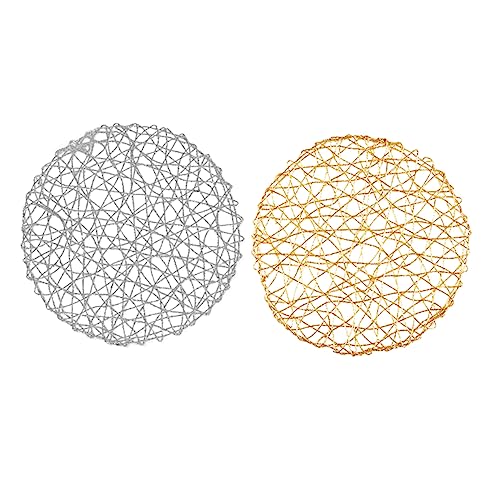 OFFSCH 2stücke Handgewebte Runde Tischsets Silber Dekorative Atmungsaktive Unterlage Für Esstisch Und Couchtisch Wiederverwendbar Und Langlebig von OFFSCH