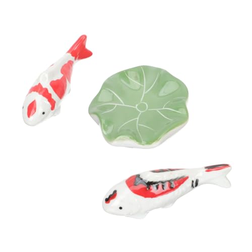 OFFSCH 3 Stück Keramikkugeln Schwimmende Fisch deko Handbemalt Teich Aquarium Dekoration Langlebig Natürlich Rosa Rot von OFFSCH