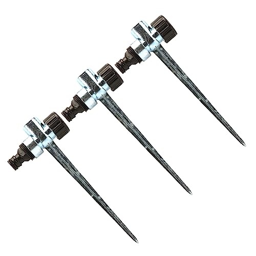 OFFSCH 3 Stück Sprinkler Erdungsstab Rasensprengersystem Pflanzenbewässerungsspikes Blumensprinkler Gartenbewässerungsspikes Verstellbarer Sockel Rasensprinklerspike Silber von OFFSCH