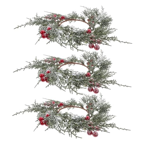 OFFSCH 3 Stück Weihnachts Kerzenringe mit Roten Beeren Wiederverwendbare Stabkerzenhalter für Tischdekoration Rustikaler Kranz als Advents Festtagsdeko OFFSCH 3 Stück Weihnachts Kerzenringe mit Roten Beeren Wiederverwendbare Stabkerzenhalter für Tischdekoration Rustikaler Kranz als Advents Festtagsdeko von OFFSCH