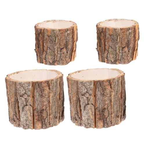 OFFSCH Rindenblumentopf 4 Stück Holzpflanzgefäße Für Innen Und Außen Große Und Kleine Blumentöpfe Für Hochzeiten Und Dekoration Natürliches Design Vielseitig Einsetzbar von OFFSCH