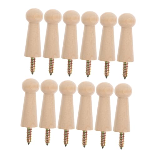 OFFSCH 4 Stück Holz Kleiderhaken Spiralförmige Wandhaken aus Buchenholz zum Aufhängen von Kleidung Hüten Handtüchern DIY Freundliche Blanko Oberfläche zum Bemalen Platzsparend und Robust von OFFSCH