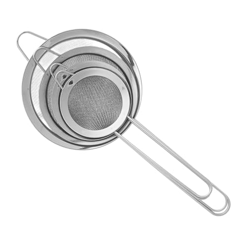 OFFSCH 4 Stück Teiliges Edelstahl Küchensieb Feinmaschig Präzises Filtersieb für Tee Saft Mehl Zucker Multifunktionales Küchensieb mit Griffen für Backen Kochen Haushalt OFFSCH 4 Stück Teiliges Edelstahl Küchensieb Feinmaschig Präzises Filtersieb für Tee Saft Mehl Zucker Multifunktionales Küchensieb mit Griffen für Backen Kochen Haushalt von OFFSCH