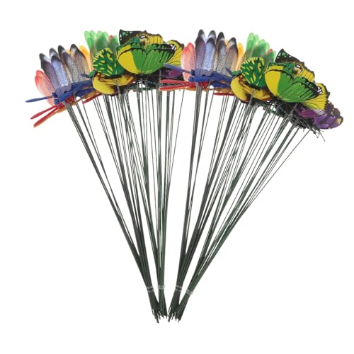 OFFSCH 48 Stück Teiliges Gartendeko Bunten Schmetterlings Libellen-steckern Wetterfest Robust Vielseitig Kombinierbar für Blumenbeete Wiese Terrasse Kinderfreundliche Außenornamente von OFFSCH
