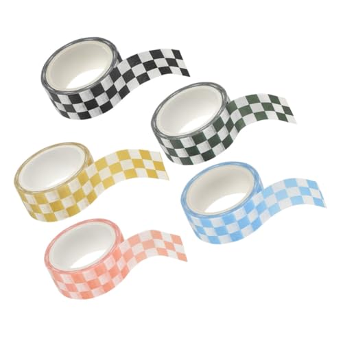 OFFSCH 5 Rollen Retro Washi Tape aus Beschreibbarem Washi papier Buntes Scrapbooking Klebeband mit Kariertem Muster für Journals Planer Karten und DIY dekorationen von OFFSCH