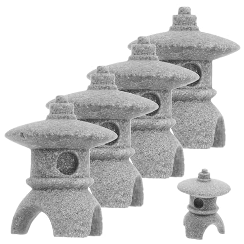 OFFSCH 5 Stück Aquarium Puppendekorationen Armaturen Künstliche Statuen Dekorationen Desktop Fischornamente Pavillon Simulationslandschaft Landschaftsbau Blumen von OFFSCH