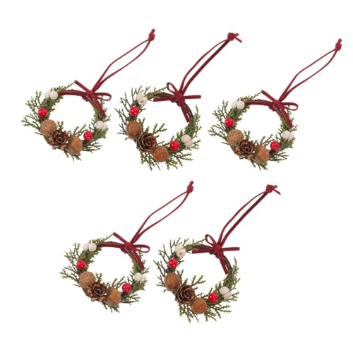 OFFSCH 5 Stück Mini Weihnachtskränze Kleine Künstliche Türkränze für Küchen und Fronttürdekoration Leichte Wiederverwendbare Weihnachtsdeko für Fenster Puppenhaus und Festliche von OFFSCH