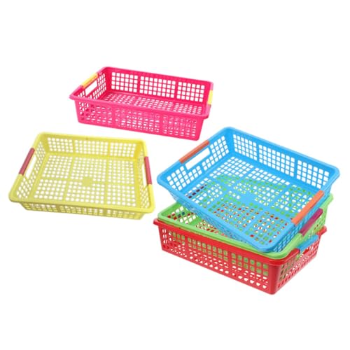 OFFSCH 5 Stück Stapelbare Kunststoff-aufbewahrungskörbe Robuste Pp-materialien Multifunktionale Organizer Dokumente Obst Snacks Platzsparend Modernes Design für Büro Schule Zuhause von OFFSCH
