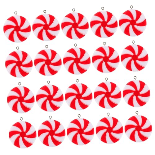 OFFSCH 50 Stück Weihnachtsanhänger Lutscher Candy Ornaments Rot Weiß Stabile Kunststoff Dekorationen Leichte Weihnachtsbaumschmuck Pendants für Fenster Tür Party von OFFSCH