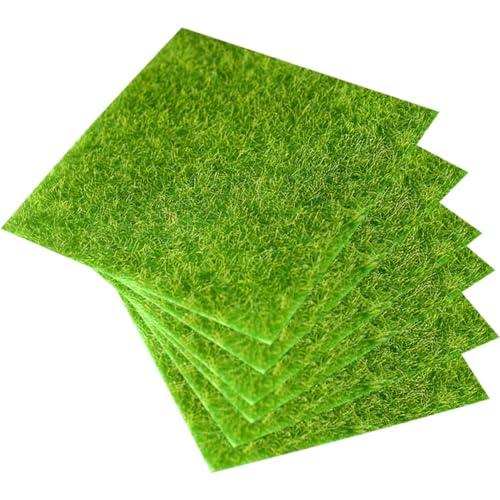 OFFSCH 6 Stück Fake Gras Pad Miniaturen Gartengras Mikrolandschaftsgras künstlich Synthetisches Gras Kompakt Grasteppich Grasmatte gefälschter Grasfleck Dekorative Graspolster PVC Grün von OFFSCH