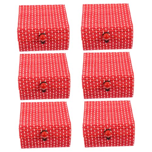 OFFSCH 6 Stück Teiliges Mini Schmuckkästchen mit Vorhang-Design Kleine Aufbewahrungsboxen für Schmuck und Kleinteile Praktischer Organizer für Zuhause und Büro Rot von OFFSCH