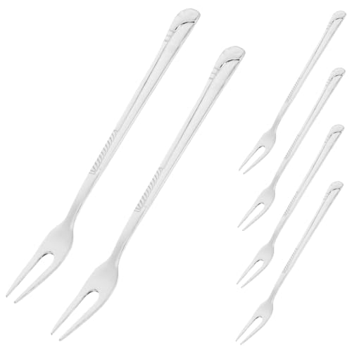 OFFSCH 6 Stück Teiliges Obstgabeln Zweizahn Gabeln Wiederverwendbar Spülmaschinenfest für Desserts Fingerfood Partyservice von OFFSCH